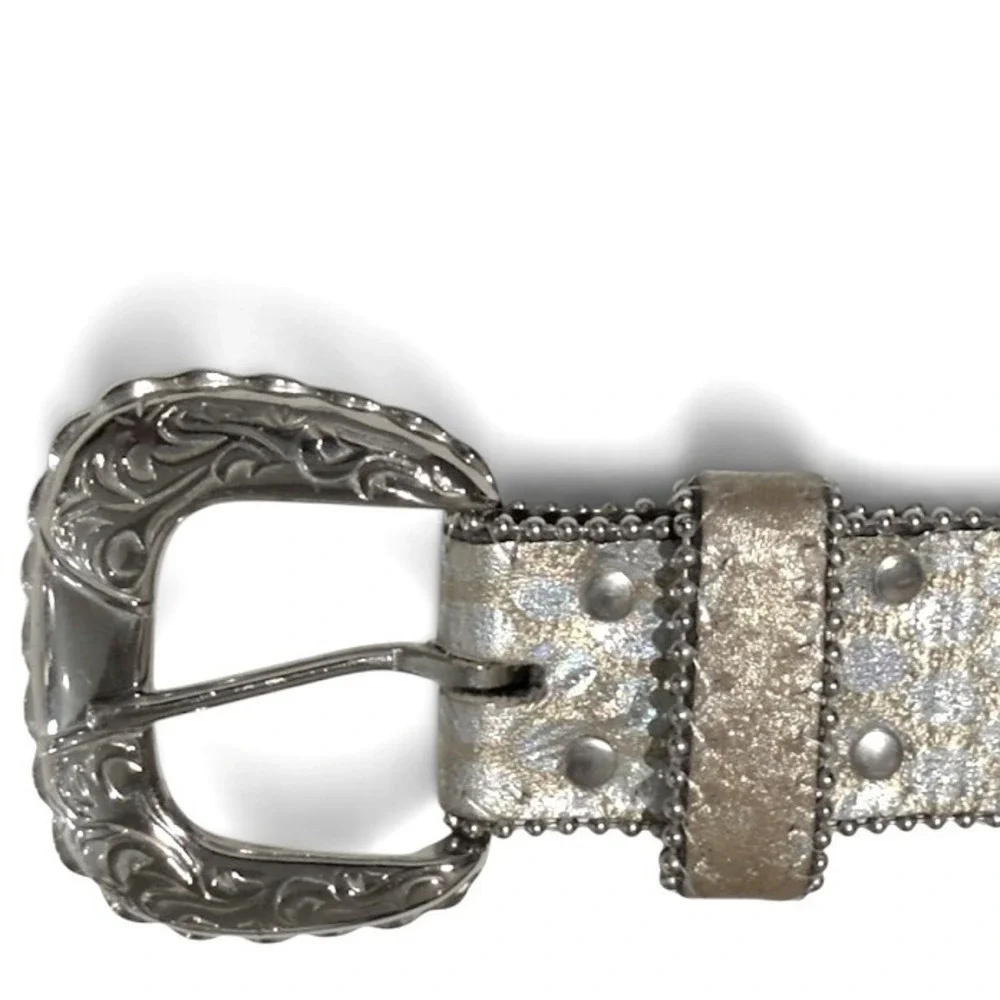 Elite Belt Womens S Gold Silver Snakeskin Crystal Concho Western Cowgirl USA